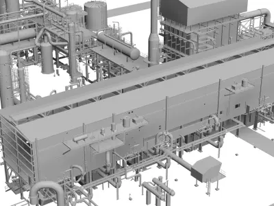 Oil Refinery Low Poly Model Low-poly 3D model