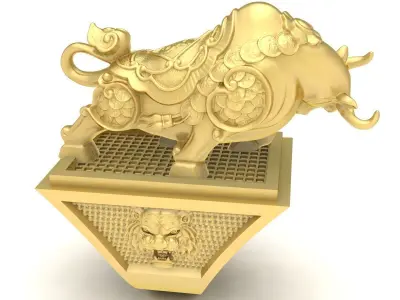 Pixiu Square Base Ring 3D Model for Jewelry  3750 3D print model