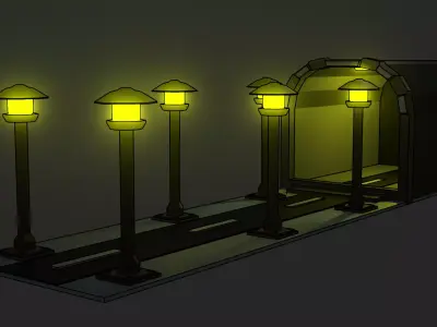 Subway road at night  Free low-poly 3D model