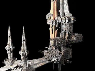 Sci fi Core crystal Shard Rocks Tide Kitbash  Low-poly 3D model