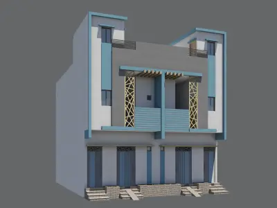 Modern Twin House 3D model