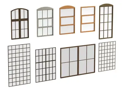 Old factory windows pack 3D model