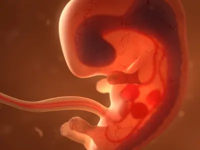  Human embryo fetus with internal organs - Animation of development 