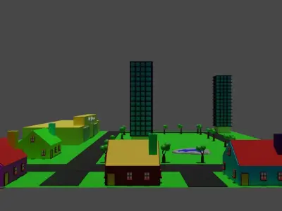 LowPolyCity house in minecraft Low-poly 3D model