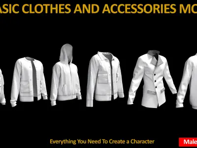 62 BASIC CLOTHES AND ACCESSORIES MODELS Low-poly 3D model