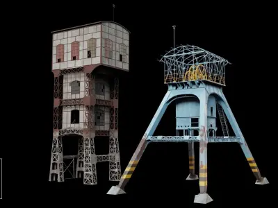 KWK Polska Coal Mine Shaft Towers 3D Model Pack