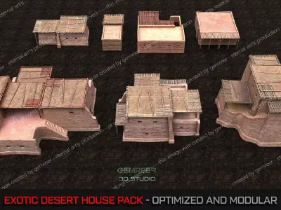 Middle Eastern Desert House Pack Low-poly 3D model