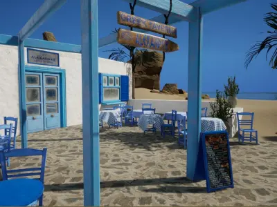 Greek Tavern modular Low-poly 3D model