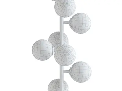 Oderem gold ceiling light with five glass globes 3D model
