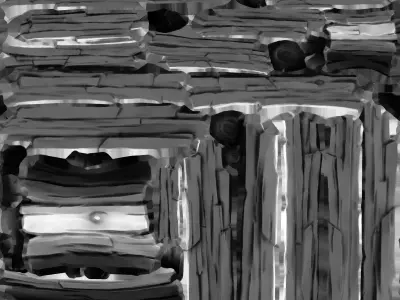 Stylized Wooden Planks Logs Pack Low-poly 3D model