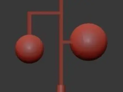 Copper pendant lamp with two balls 3D model