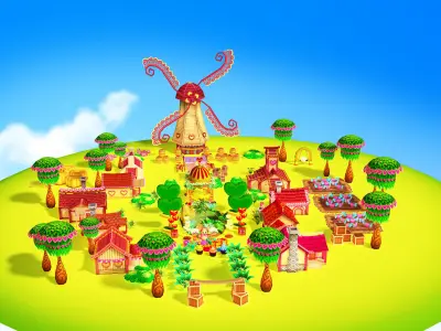 Happy Farm Valentine Low-poly 3D model