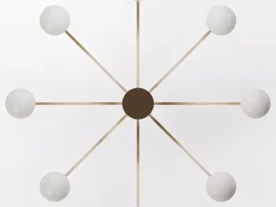 Caroline Wide 8-Light Chandelier - Brushed Gold and Etched Glass Low-poly 3D model