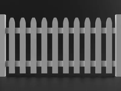 Four low poly fences Low-poly 3D model