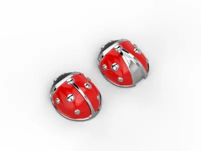 101112 SE stud earrings ladybugs with enamel  3D print model