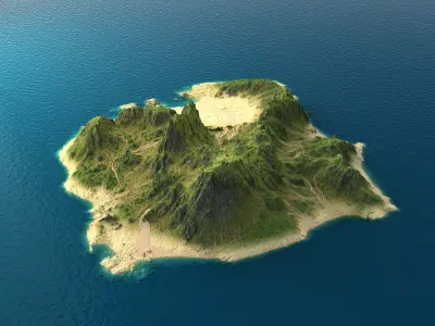 Tropical Island Terrain 1 Low-poly 3D model