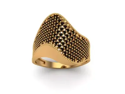 Jewelry gold ring with diamonds 3D print model