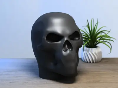 Minimal skull Headphone Stand Cyborg Headset Stand 3D print model