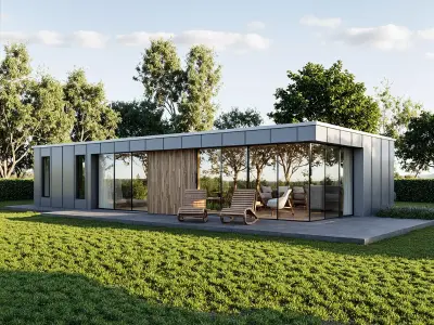 Modern Prefab Tiny House 3D Model SKP OBJ FBX IFC GLB 3D model