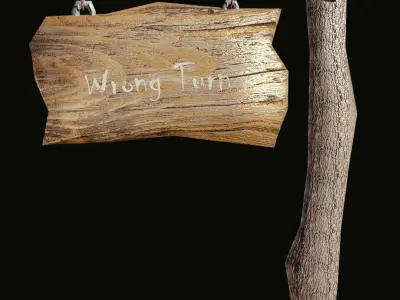 game ready road sign Low-poly 3D model