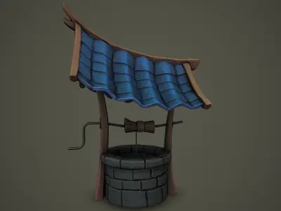 Stylized Well PBR Low-poly 3D model Low-poly 3D model