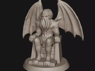Cthulhu statue of demon with wings 3D print model