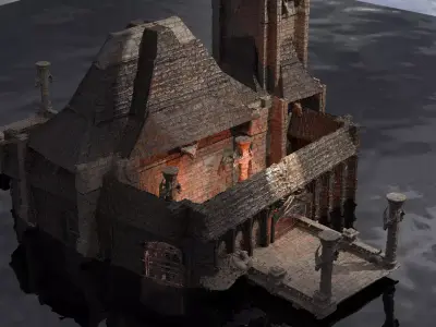Lizard Town Hall Walls Kitbash 2 3D model
