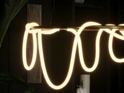 Sculptural Brass Circular Light Pendant by Morghen Studio 3D model