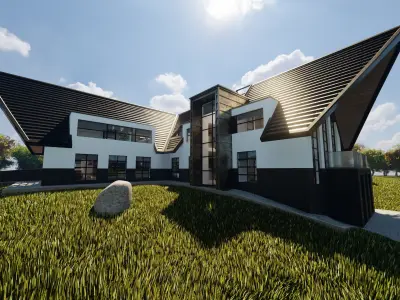 Blender Eevee Modern Villa Low-poly 3D model