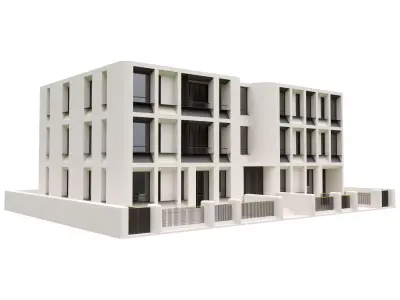 Building 2 with fence  3D model