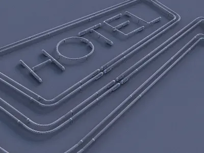 Hotel Neon Sign Low-poly 3D model