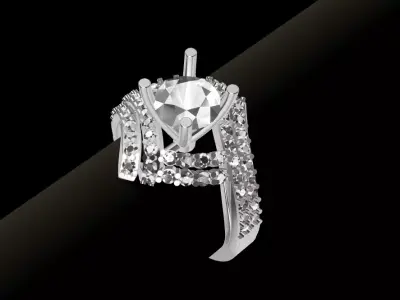 Diamond ring White gold 3D print model