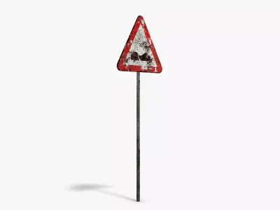 Damaged Uneven Road Sign Low-poly 3D model