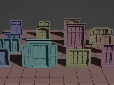 Blender 3D Windows Set - Lowpoly Set  Low-poly 3D model