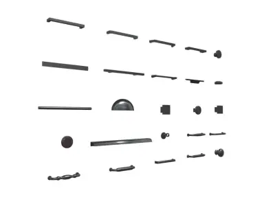 Set of 25 Kitchen cabinet handles Low-poly 3D model