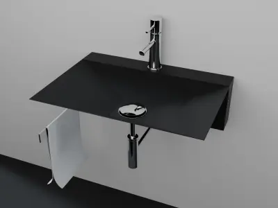 Sink bathroom black Low-poly 3D model