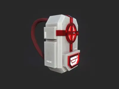 Sci-Fi Medic Kit Backpack - Character Design Low-poly 3D model