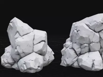 Stylized Rock Game Environment Prop 3D Model Low-poly 3D model