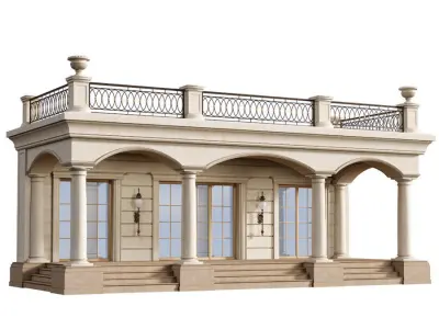 Entrance to the house porch- Facade in modern classic 3D model