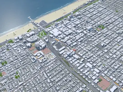 Santa Monica Downtown California USA Low-poly 3D model