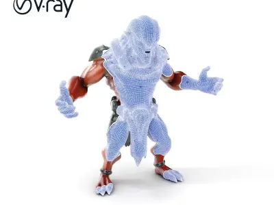 Fierce Orc Warrior D Model  Game Ready  Fully Rigged Low-poly 3D model