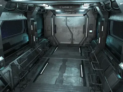 Sci-Fi Modular Corridor with Door Ver 1 Low-poly 3D model