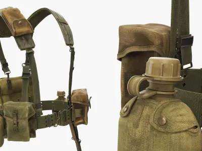  M1956 U S Infantry Rig with Canteen and Knife Green 
