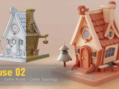 Stylized House 02 Low-poly 3D model