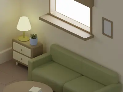 Living room 3D model Low-poly 3D model buy