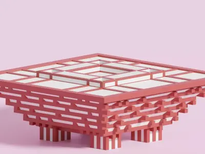 Cartoon Shanghai China Art Museum 2 Low-poly 3D model