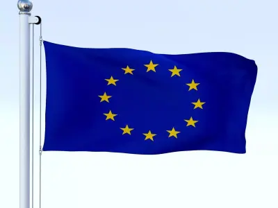 Animated European Union Flag Low-poly 3D model