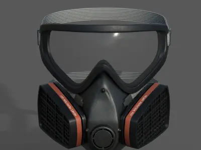 Gas mask helmet 3d model protection safety  Low-poly 3D model