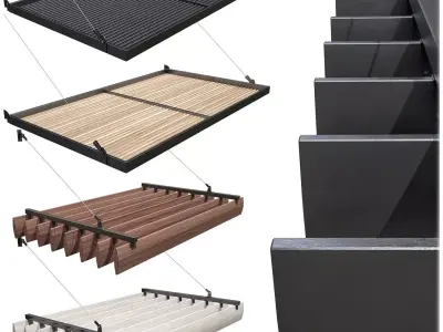 Canopy metal rack with two rows of shelves 3D model