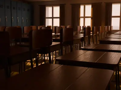 Classroom Interior 3D Model Low-poly 3D model